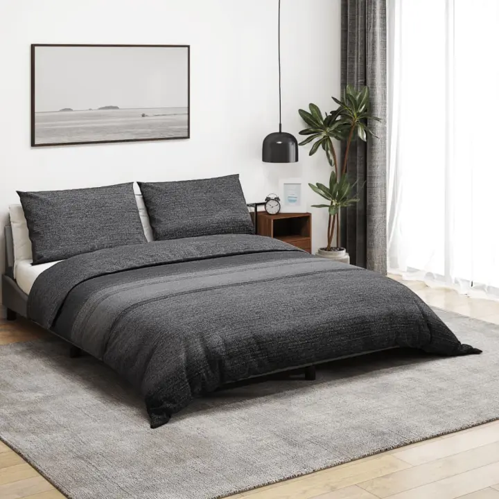 vidaXL Juego de funda nórdica algodón gris oscuro 240x220 cm - 1
