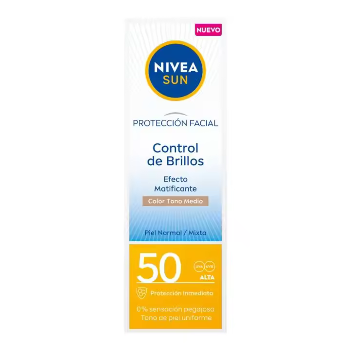 Nivea Protección Facial Control de Brillos Color Tono Medio Sfp 50 ALTA | 50ML Efecto Matificante Piel Normal | Piel Mixta - 1