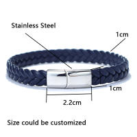 Nuevo Pulsera De Cuero Para Hombre Con Acero Inoxidable Sin Desvanecimiento Pulsera De Surf Cable Regalo Para Marido Bijoux Homme Joias - details 5