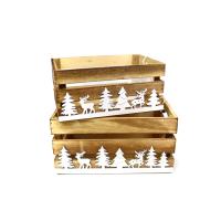 Set de 2 Cajas de Madera Decorativas de Navidad, Tamaños 22 x 15 x 10 cm y 26 x 16 x 13 cm, Diseño Festivo Ideal para Decorar y Organizar en el Hogar, Perfectas para Regalos y Adornos Navideños - details 0