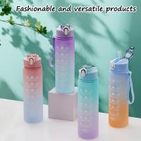 Botella De Deporte De Agua Con Pajita Y Tapa Pop-Up Gradiente De Colores 900ML Plástico Portátil Para Exteriores Y Aire Libre - details 10