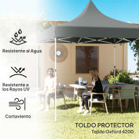 Outsunny Carpa Plegable Pop-up Gazebo 3x3 m Cenador Plegable con 4 Paredes Laterales Anti-UV Altura Ajustable Marco Metálico Robusta y Bolsa de Transporte para Camping Fiestas Gris - details 5