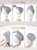Toalla De Microfibra Gris Para Pelo Húmedo Turbo Secado Para Pelo Rizado Mujeres Niñas Antirrevuelto - details 5