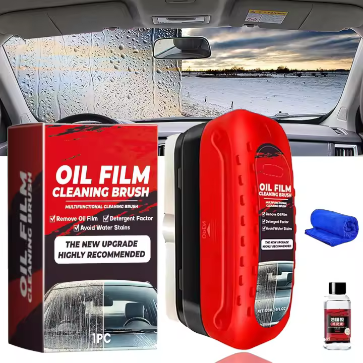 Cepillo limpiador de vidrios Reshline, cepillo universal para limpiar vidrios, cepillo para eliminar la película de aceite de los cristales del coche (1 unidad) - 1