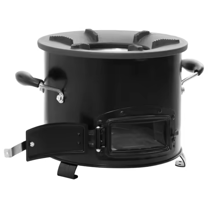 vidaXL Cocina de leña para camping metal negro 36x26x22,5 cm - 1