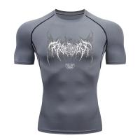Camiseta De Compresión Para Hombre Quick-Drying Transpirable Con Mangas Cortas Estampada Elasticidad Para Fitness Gimnasio Running Y Deportes Tallas S-3XL - details 5