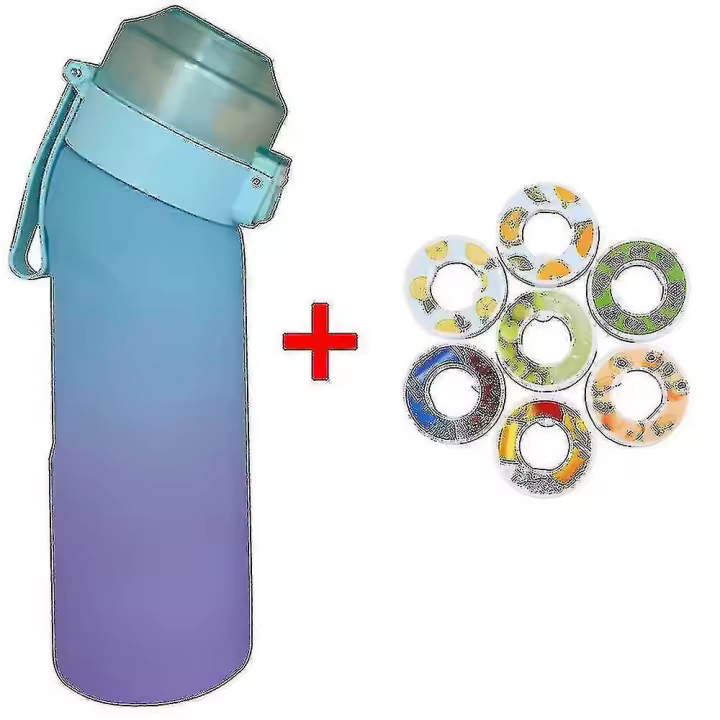 Botella de Agua aromatizada con 7 vanas de Sabor Air Water Up Bottle Frosted Black 650ml Air Starter Up Set Water Cup para Camping Sport Tw - 1