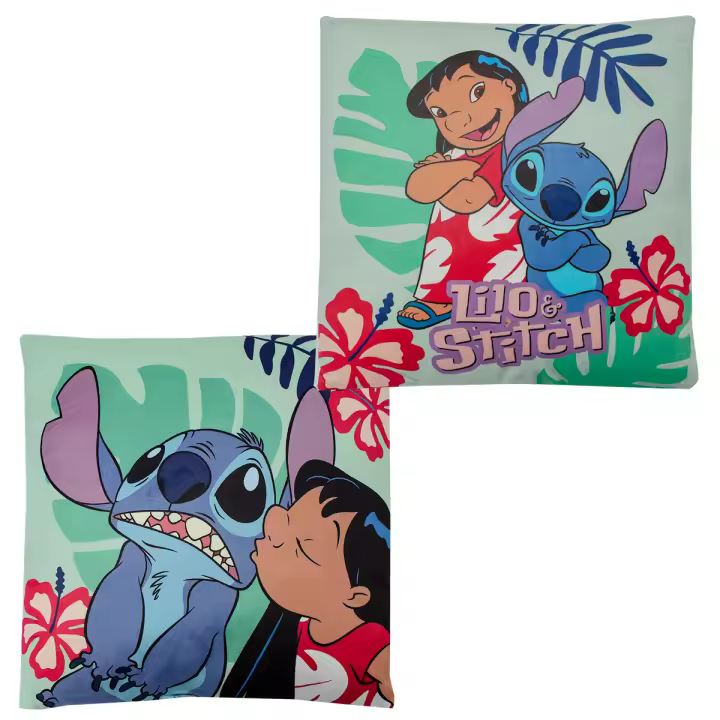 LILO & STITCH Cojín Decorativo Color  40x40 cm  Disney Lilo & Stitch Dibujo Doble Cara Para Niños Producto Oficial 100% Poliéster - 1