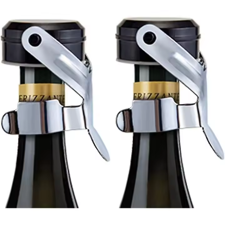 Tapón de champán, sellador de tapón de botella de champán de acero inoxidable 2pcs para tapón de vino espumoso Cava - 1