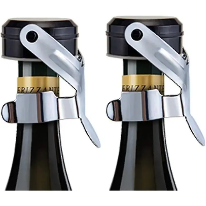 Tapón de champán, sellador de tapón de botella de champán de acero inoxidable 2pcs para tapón de vino espumoso Cava - 1
