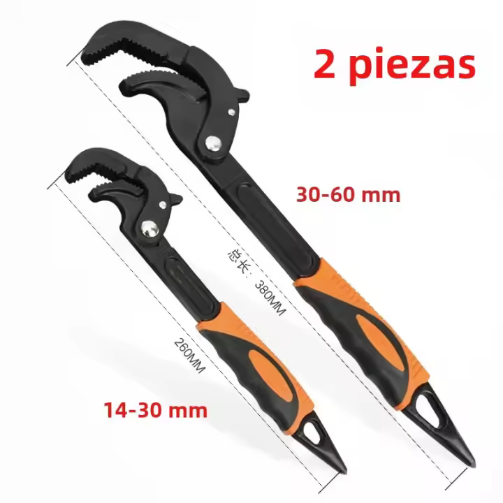 Juego De Llaves De Tubo Universal 14-30/30-60mm Con Final Abierta Y Snap N Grip Herramienta Multifuncional De Carbono Alto Para Fontaneros Y Electricistas - 1