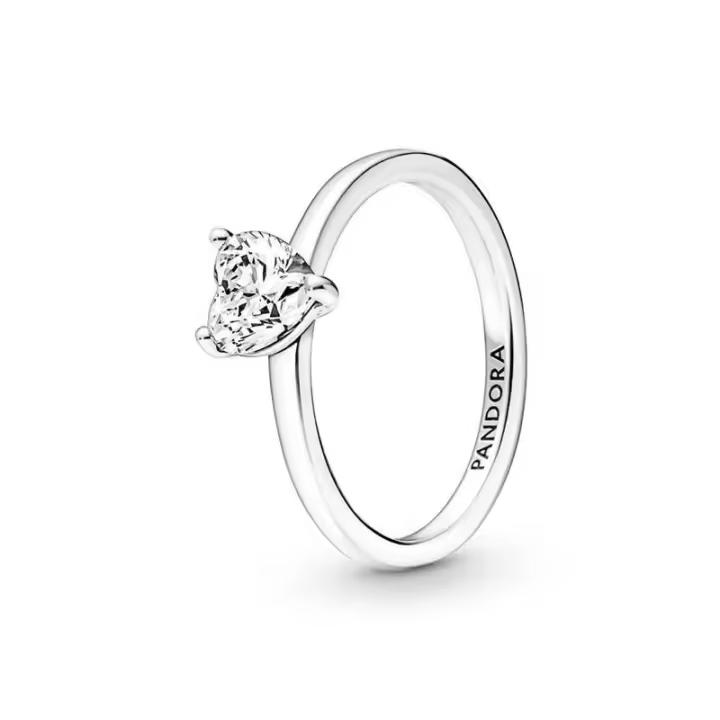 Anillo Solitario Pandora Corazón Brillante 191165C01 - 1