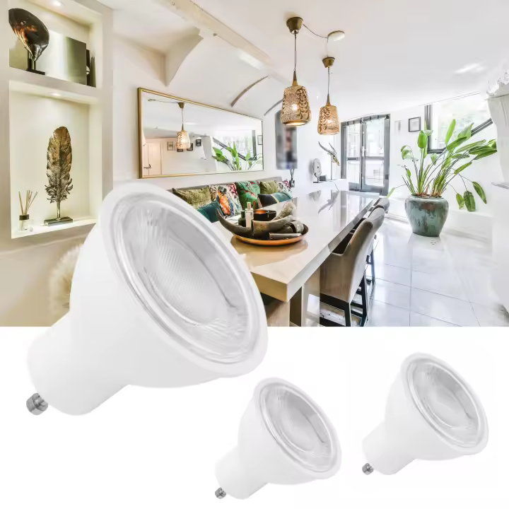 Bombilla Luz Led Gu10 5W, Fuente de 400 Lúmenes, Luz Blanca Cálida, Equivalente a 35W-40W Halógena. Ángulo de Haz 120º, Pack de 3 Bombillas Regulables. essential by natural bio pharma - 1