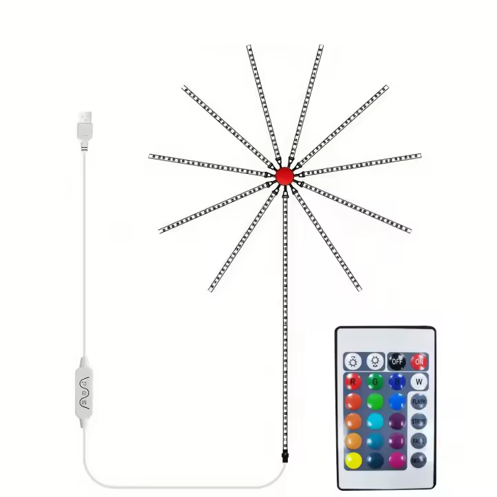 Tira De Luces LED Controlada Remotamente Con Efecto De Fuego RGB 5050 Sincronización De Música Para Decoración De Navidad Y Sala De Estar TV - 1