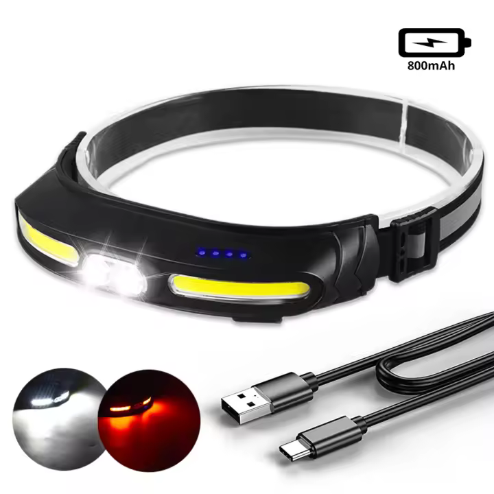 Linterna Frontal LED 100000 Lumens Con Sensor COB XPE+COB Para Camping Pesca Y Running Impermeable Con Tres Modos De Luz - 1