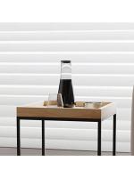 BLOOM STORE-Mesas Auxiliares para Salón Mesas Nidos de 2 Piezas,Exquisita Mesa Auxiliar Industrial, Mesa Baja Cuadrada, Mesa Auxiliar para Sofá con Tapa De Madera, Mesa Central para Sala De Estar Y Dormitorio, - details 3