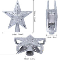 Decoración De Árbol De Navidad 3D Estrella Plateada Con LED Giratorio Proyector De Escarcha Luces Colgantes Para Fiesta Navideña - details 4