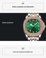 Reloj De Mujer CHENXI Lujo Con Rhinestone Resistente Al Agua Y Luz Luminosa Cuadrado Reloj De Pulsera De Cuarzo Para Damas - details 10