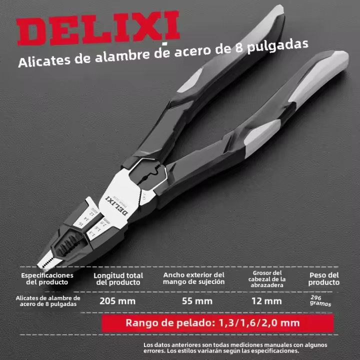 Alicates Multifuncionales Delixi - Colección De 8 Herramientas Especiales Para Electricistas Con Corte De Alambre Y Ajuste Universal - 1