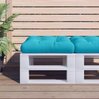 vidaXL Cojín para palés tela estampado de hojas 50x50x12 cm en color Diseño de hojas/Tuquesa/Crema y más | acolchados duraderos para sofás de jardín terraza exterior - details 1