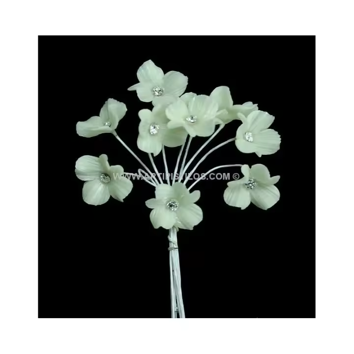Flor de Porcelana Fría Cuatro Hojas con Cristal - Decoración Elegante - 1