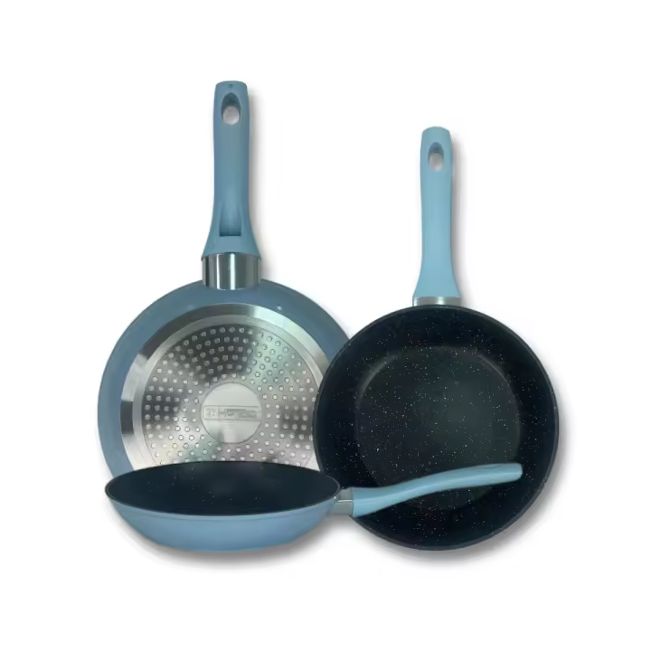Sartenes de Cocina Color Azul Celeste Horizon, De Aluminio Forjado, Revestimiento Aspecto Piedra, Antihaderente Tricapa, Compatible con Gas, Vitrocerámica y Cocinas De Inducción, Libre De Pfoa - 1