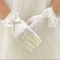 Guantes De Encaje Para Niñas Blancos Con Lazo Guantes De Satén Dulce Para Niños Accesorios De Boda Y Comunión Moda Infantil - details 1