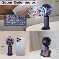 Ventilador de mano, Mini ventilador portátil recargable por USB, 5 velocidades con Cordón y Base, ventilador plegable para Oficina, Hogar, Escuela - details 3