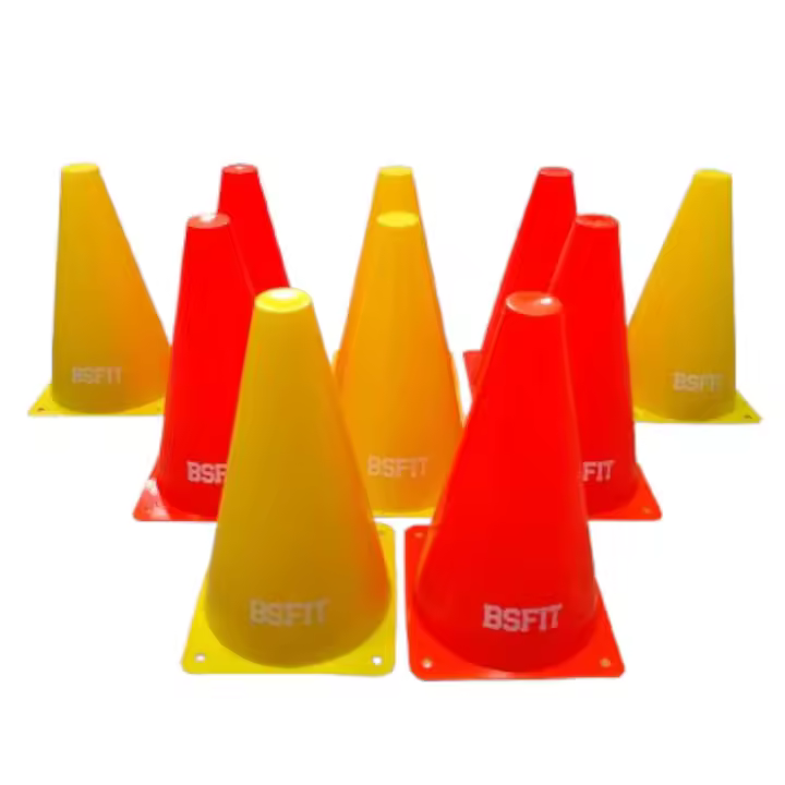 BSFIT 10 Piezas Conos Entrenamiento Deportivo 23cm, Futbol Cono de Tráfico Plástico, de Patinaje, Accesorio de Soporte de Marcador, Conos Señalizacion para Deportes, Aire Libre, Eslalon, Fútbol - 1