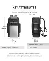 Mochila De Viaje Para Hombres 50L Gran Capacidad Bolsa De Senderismo Impermeable Con Compartimento Para Portátil De 16 Pulgadas Y Bolsa Para Zapatos - details 1