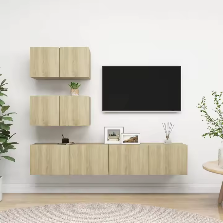 vidaXL Juego de muebles de salón 4 piezas roble Sonoma - 1