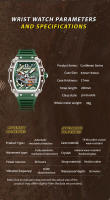 Reloj De Pulsera Mecánico Deesio 1926 GMT Para Hombre Con Movimiento Automático Resistente Al Agua Y Cristal De Carbono Estilizado En Titanio Y Silicona - details 1