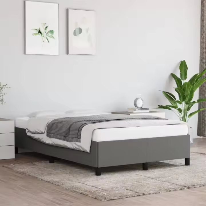 Estructura de cama sin colchón tela gris oscuro 120x200 cm - 1