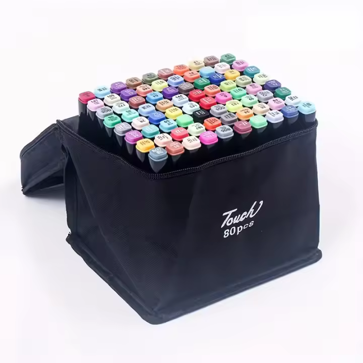 SET 80 Rotuladores TOUCH permanentes de DOLE PUNTA, Juego de rotuladores de doble punta para estudiantes, marcadores para marcapáginas, dibujo, pintura, envió desde España - 1