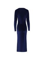 Vestido Largo De Noche Elegante Y Acolchado Con Cuello En V Manga Larga Slim Para Otoño E Invierno Vestido Europeo Y De Estados Unidos - details 7