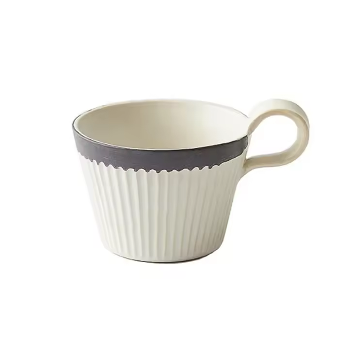 Taza De Café De Cerámica Vintage Japonesa Hecha a Mano 320ml Taza De Leche Para Desayuno Y Oficina Taza De Agua Para El Hogar Estilo Rústico - 1