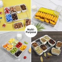 Caja De Aperitivos Portátil Con 8 Compartimentos Y Tapa Contenedor De Alimentos Para Bocadillos Frutas Nueces Y Dulces Material PET+PE Estilo Clásico - details 10