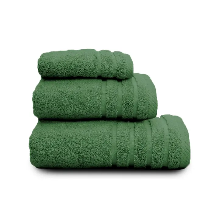 Juego Toallas Baño 500 Gr LISO - Rizo 100% Algodón - Pack 3 Piezas (Tocador+Lavabo+Ducha). Color Hierba - Sedalinne - 1