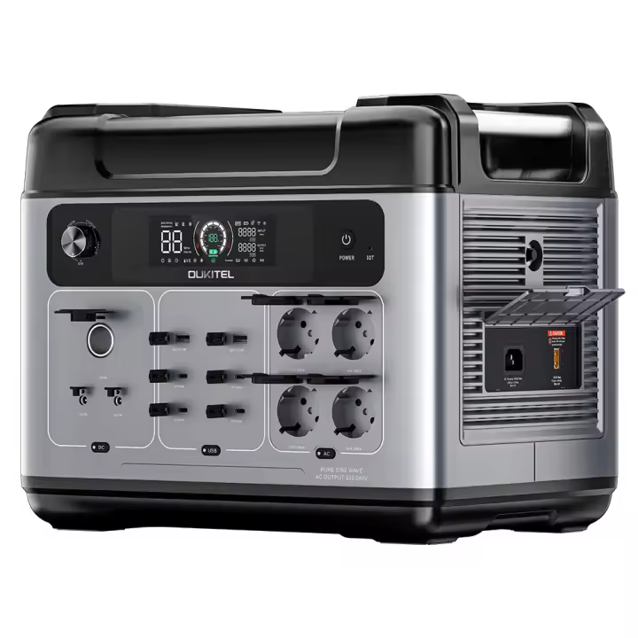 OUKITEL P2001 Plus Estación de Energía Portátil, CA 2400W, 2048Wh Batería LiFePO4, 13 Salidas, Carga al 80% en 1 Hora, Control Inteligente por APP, UPS 2000W&lt;10ms, Entrada Solar Máxima 500W, IP54 a Prueba de Polvo y Salpicaduras - 1