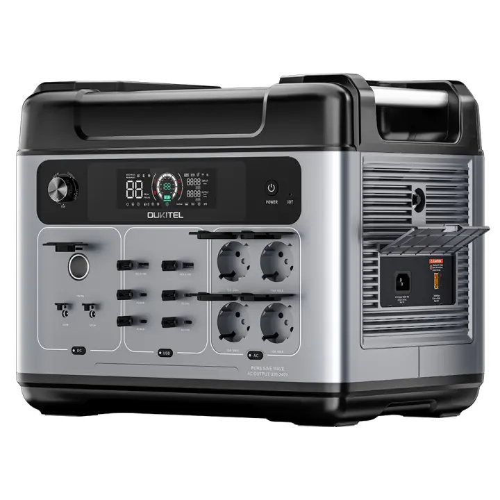 OUKITEL P2001 Plus Estación de Energía Portátil, CA 2400W, 2048Wh Batería LiFePO4, 13 Salidas, Carga al 80% en 1 Hora, Control Inteligente por APP, UPS 2000W&lt;10ms, Entrada Solar Máxima 500W, IP54 a Prueba de Polvo y Salpicaduras - 1