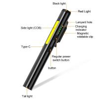 Linterna LED Multifuncional 4 En 1 Super Brillante 365nm UV Cargable Por USB Con Imán En La Punta Y COB Farol Torcha - details 7