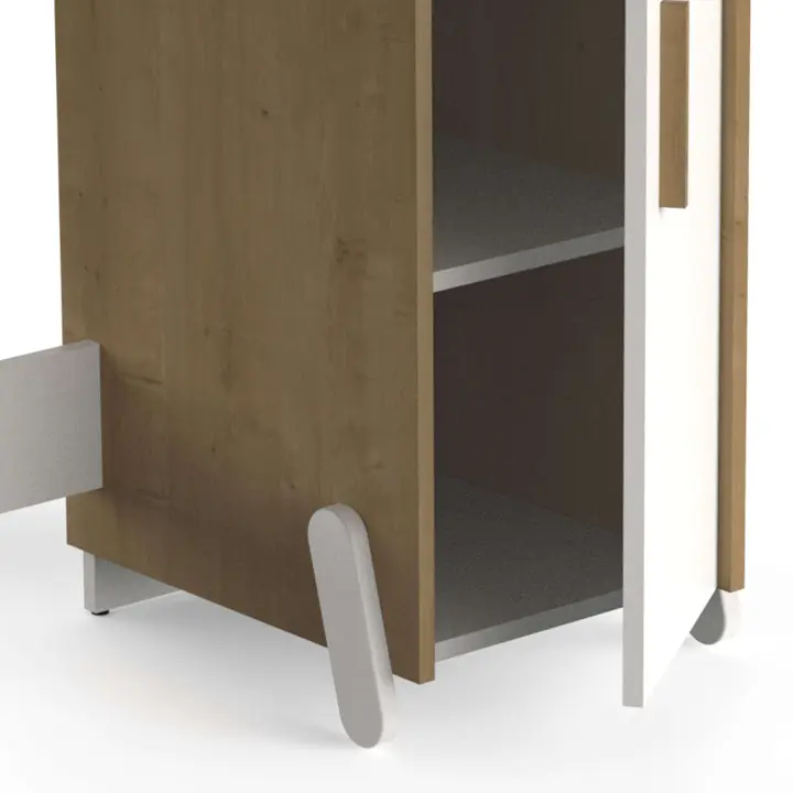 Mesa Escritorio Naili Con Armario Infantil Juvenil Roble Hamilton y Blanco Mate 135 cm - 1