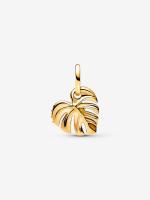 Pandora - Charm Colgante de hoja de Monstera brilliantly-Baño de Oro de 14K - details 0