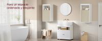 VASAGLE Armario de Baño, Armario de Pared de Baño, Puerta con Dirección de Apertura Ajustable, Estante Ajustable, 30 x 40 x 80 cm, Blanco Nube y Beige Natural - details 0