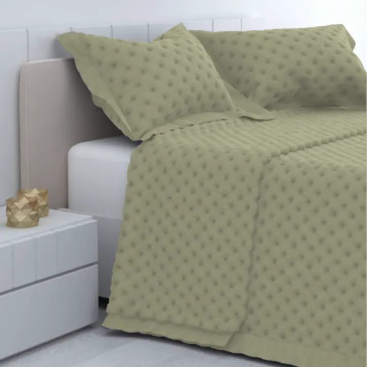 HMS Colcha Bouti Isabella Beige con Volante y Cojines - Cama 90, 105, 135/140, 150/160 y 180 - Entretiempo - 1