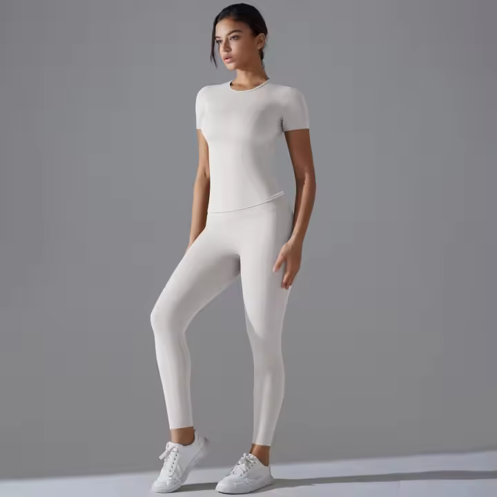 Conjunto de mallas de gimnasio de secado rápido, traje de Yoga, conjunto deportivo con manga, transpirable, elástico, gimnasio, Yoga, Fitness delgado, Top activo, pantalón de Yoga ajustado - 1