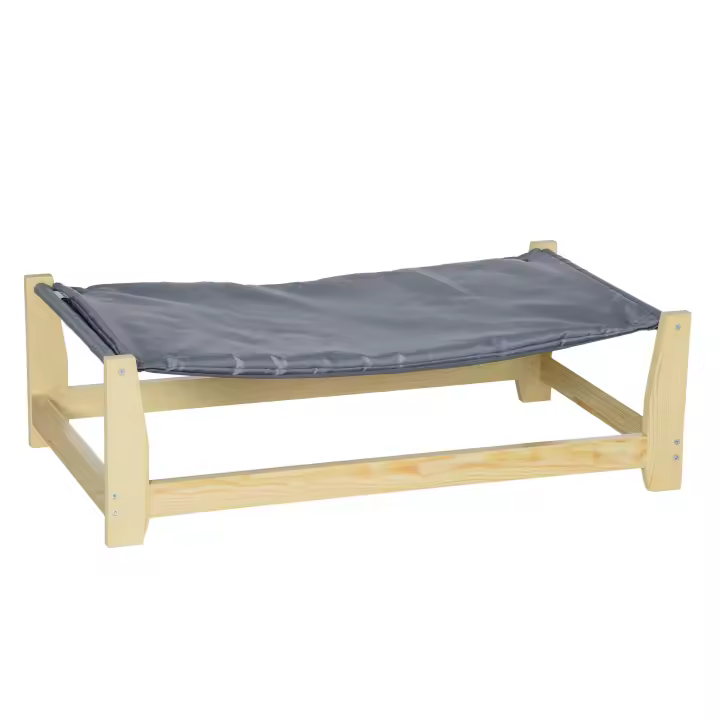 PawHut Cama Elevada para Perros Cama para Mascotas Medianas y Pequeños con Cojín Lavable Tela Oxford y Marco de Madera Carga 15 kg para Interior y Exterior 90x50x28 cm Gris - 1
