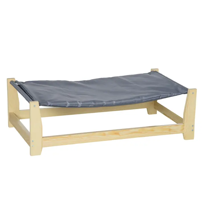 PawHut Cama Elevada para Perros Cama para Mascotas Medianas y Pequeños con Cojín Lavable Tela Oxford y Marco de Madera Carga 15 kg para Interior y Exterior 90x50x28 cm Gris - 1