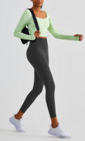 Pantalones De Yoga Para Mujer High Waist Seamless Leggings Fitness Gimnasio Transpirables Suaves Con Elevación De Glúteos Tallas Verdaderas - details 4