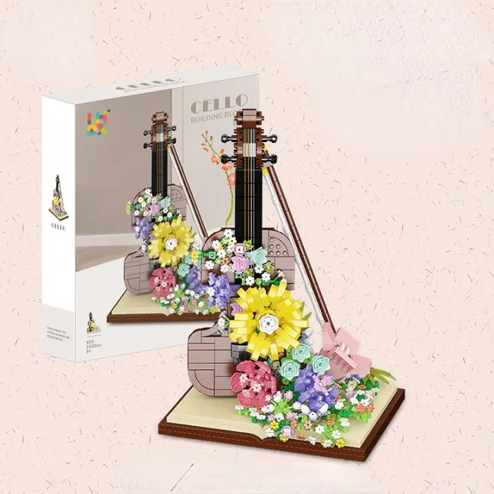 Bloques De Construcción Musical Micro Piano Violín Juego DIY De Flores Y Cascada Para Niños Regalo De Vacaciones Modelo De Instrumento Musical - 1